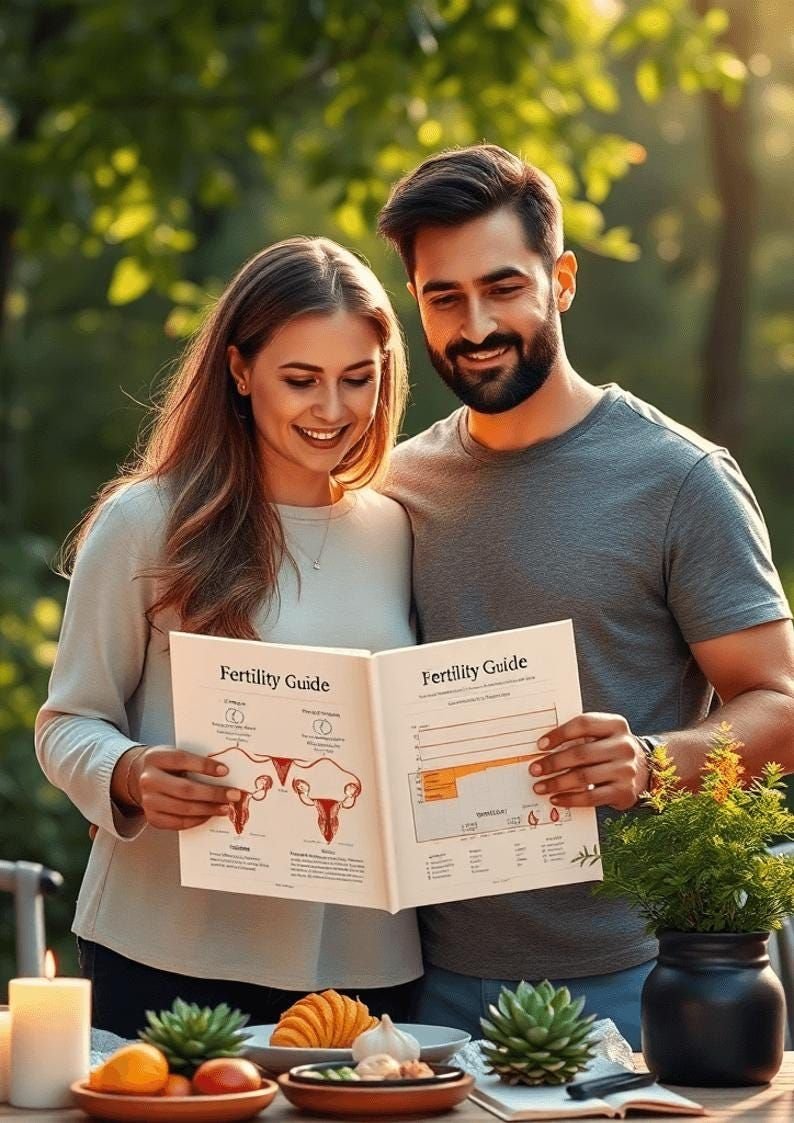 Couple reading fertility guide